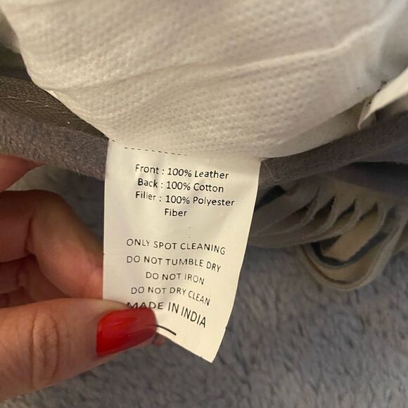 Z Gallerie real leather decorative pillow, 19x10 inches - Picture 5 of 5